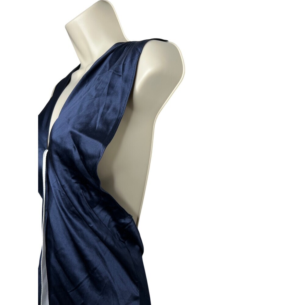 Amanda Uprichard Silk Dress Blue Front Tie Cocktail Mini Adjustable NWOT - Picture 5 of 11